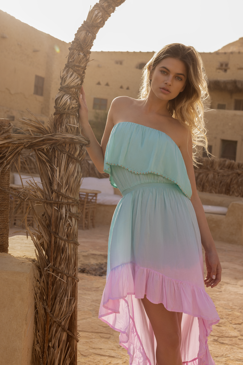 Pink and blue sales ombre maxi dress