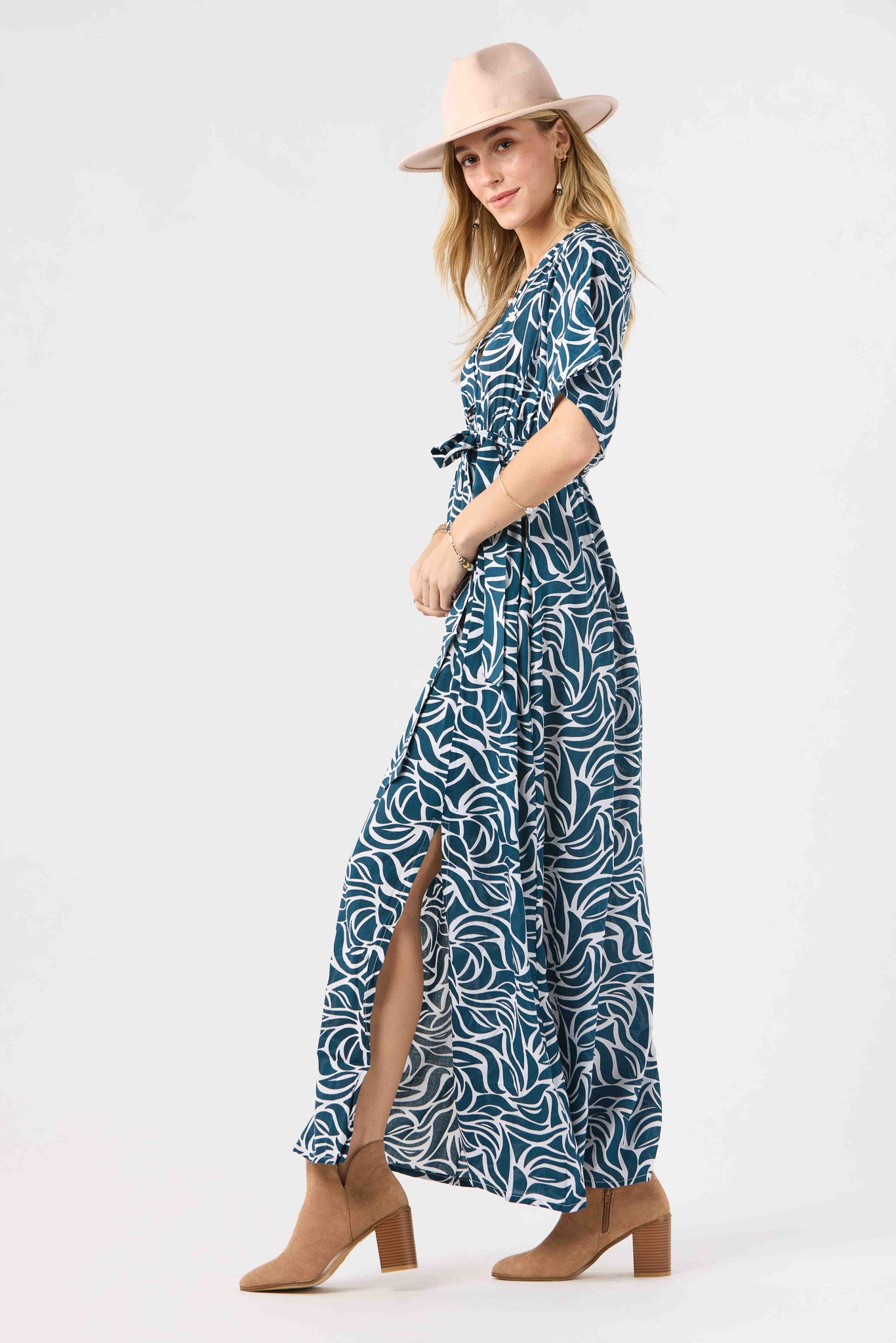elise maxi dress Champagne Scarf Asymmetrical Split Maxi Elise Dress M