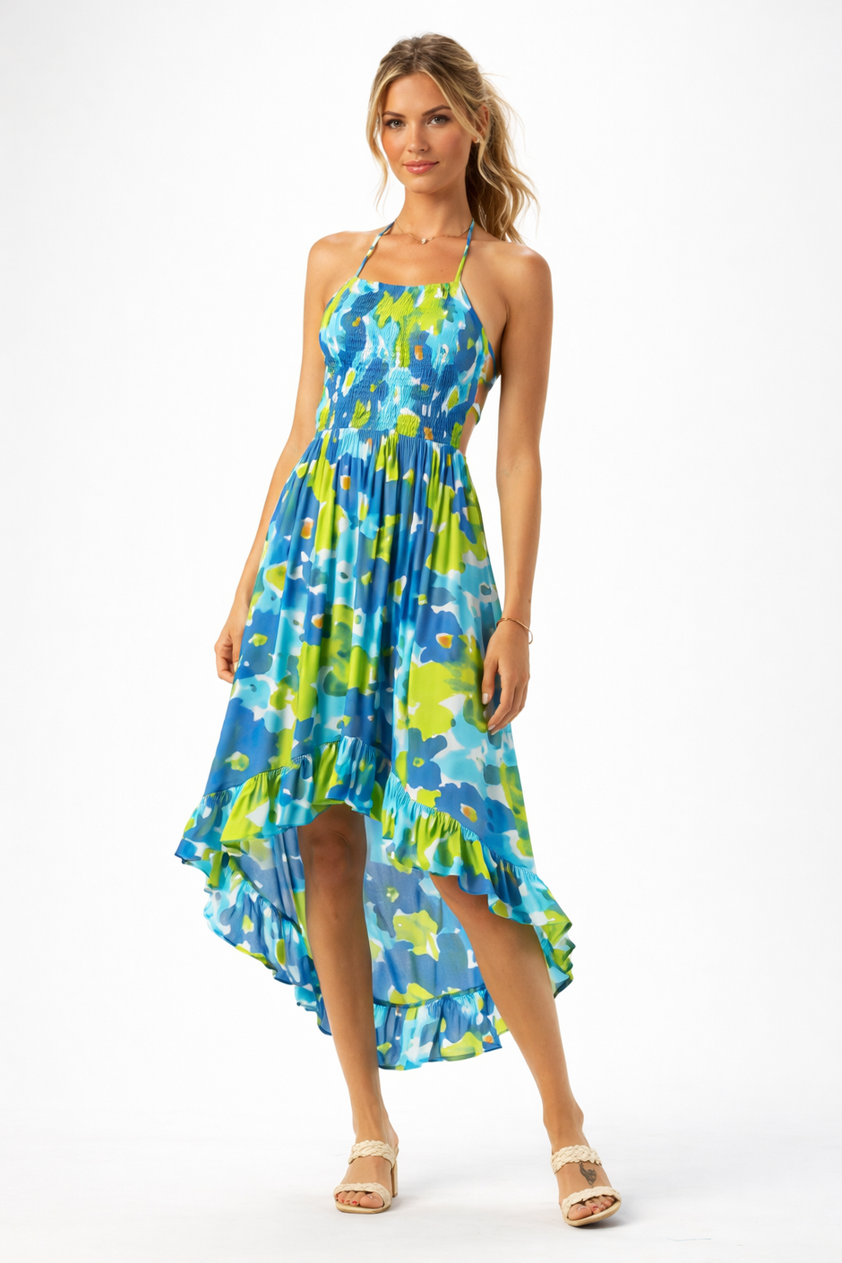 knee length dresses for ladies Makakilo Hibiscus Rayon Midi Hawaiian Dresses |Hawaii dress for party –  KY'S ALOHA SHIRTS
