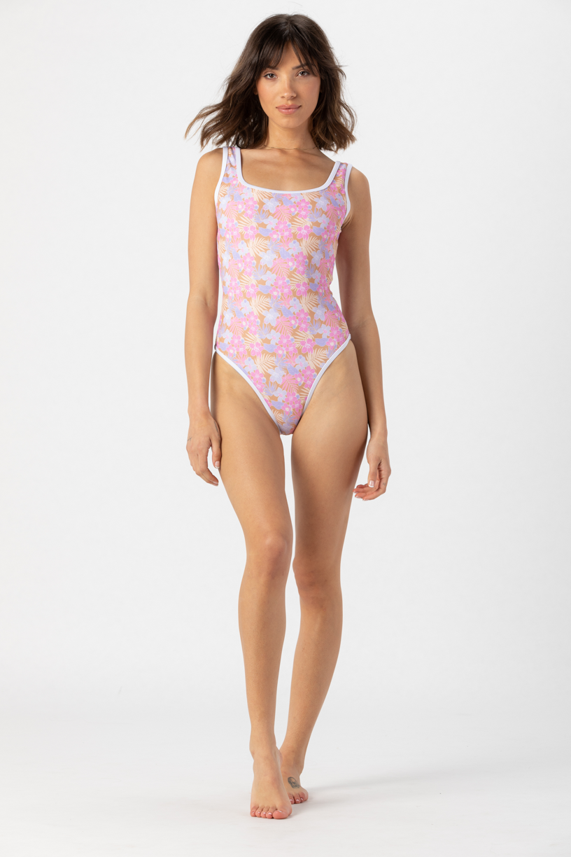 Ocean Isle One Piece - Palm Floral Violet / XS